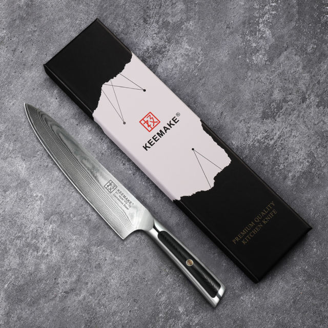 KEEMAKE-8 Inch Japanese Kitchen Gyuto Knife 67 Layers VG10 Damascus Steel Sharp Chef Knife with G10 Handle