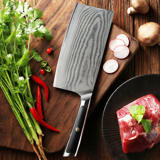7 Inch Cleaver Knife G10 Handle 67 Layers Damascus Steel Kitchen Knife with Gift Box