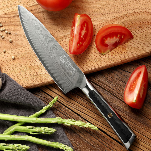 KEEMAKE-6.5 Inch Chef Knife G10 Handle 67 Layers Damascus Steel Kitchen Chef Knife with Gift Box
