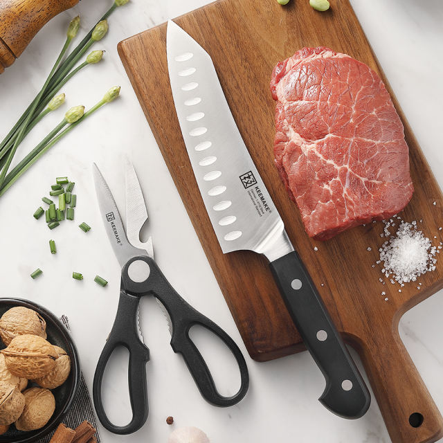 Keemake Professional Chef Knife Set 2pcs High Carbon German Steel 1.4116 with ABS Handle & Scissors Kitchen Knife Gift Boxed