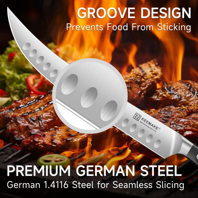 KEEMAKE 10 Inch Butcher Knife - Meat Carving Knife Brisket Slicing Knife Razor Sharp German Steel with Full Tang Design Ergonomic Handle for BBQ Roasts Ribs Ham