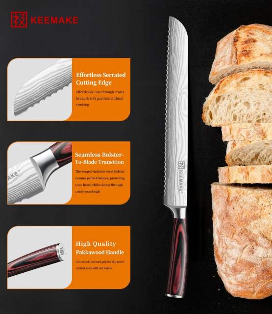 KEEMAKE 10 Inch Bread Knife