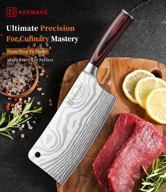 KEEMAKE 7 Inch Meat Cleaver Butcher Knife