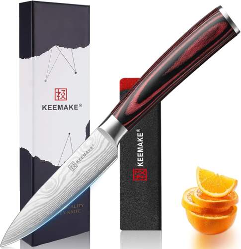 KEEMAKE 3.5 Inch Paring Knife - Ultra Sharp Fruit Knife High Carbon Stainless Steel Small Kitchen Knives for Peeling Slicing with Ergonomic Handle with Elegant Gift Box
