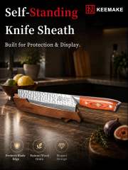KEEMAKE Nakiri Chef Knife, 7 Inch 67-Layer Damascus Japanese Kitchen Knife with Ergonomic Pakkawood Handle, Ultra Sharp Non-Slip Cooking Knife with Ash Sheath