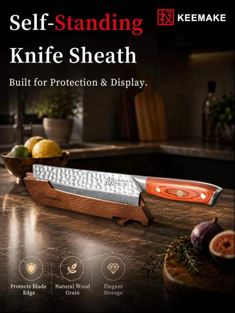 KEEMAKE Nakiri Chef Knife, 7 Inch 67-Layer Damascus Japanese Kitchen Knife with Ergonomic Pakkawood Handle, Ultra Sharp Non-Slip Cooking Knife with Ash Sheath