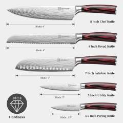 5 Pieces Kitchen Knife Set, Professional Ultra Sharp Chef Knife Set | Japanese High Carbon Stainless Steel with Pakkawood Handle, Kitchen Gadgets, Unique Gifts for Women Men