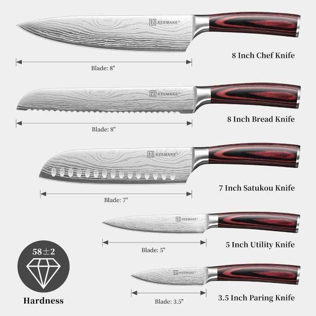 5 Pieces Kitchen Knife Set, Professional Ultra Sharp Chef Knife Set | Japanese High Carbon Stainless Steel with Pakkawood Handle, Kitchen Gadgets, Unique Gifts for Women Men