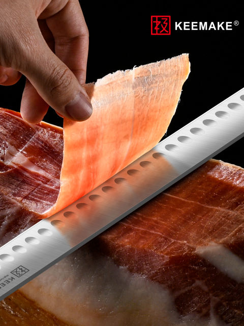 KEEMAKE 12" Carving Knife for Brisket & BBQ, High-Carbon Stainless Steel, Long Brisket Slicing Blade with Granton Edge, Full-Tang Wood Handle and Sheath for BBQ, Ham, Turkey and Roast