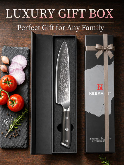 KEEMAKE 8 Inch Japanese Damascus Chef Knife, VG 10 Steel Ultra sharp, 67-Layer Forged Steel Blade with 12–15° Edge, Full-Tang G10 Handle and Balanced Control for Meat, Vegetables and Fruit