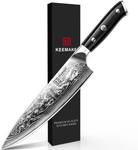 KEEMAKE 8 Inch Japanese Damascus Chef Knife VG 10 Steel Ultra sharp