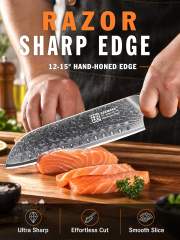 KEEMAKE Damascus Knife Set 3 Piece Kitchen Knives with VG10 Core
