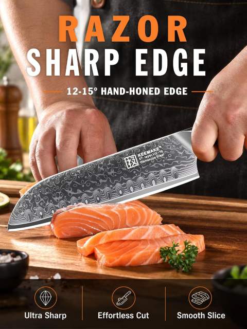 KEEMAKE Damascus Knife Set 3 Piece Kitchen Knives with VG10 Core