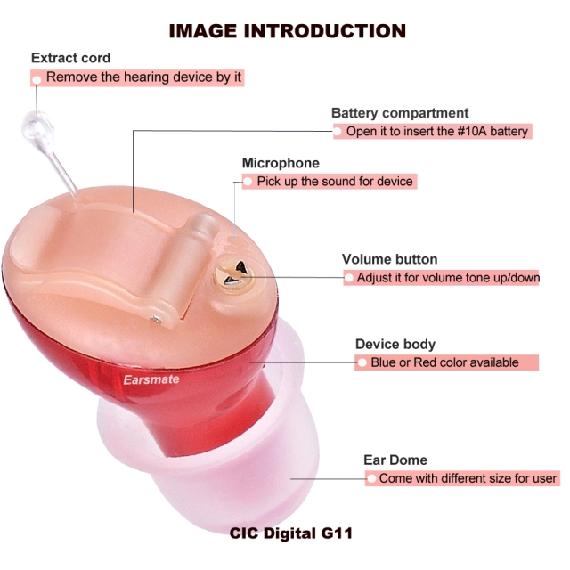 A Pair Cic Digital Hearing Aids Amplifier Invisible in Canal Ear Mini Hearing Sound Enhancer Noise Cancelling Personal Sound Voice Hearing Amplifier