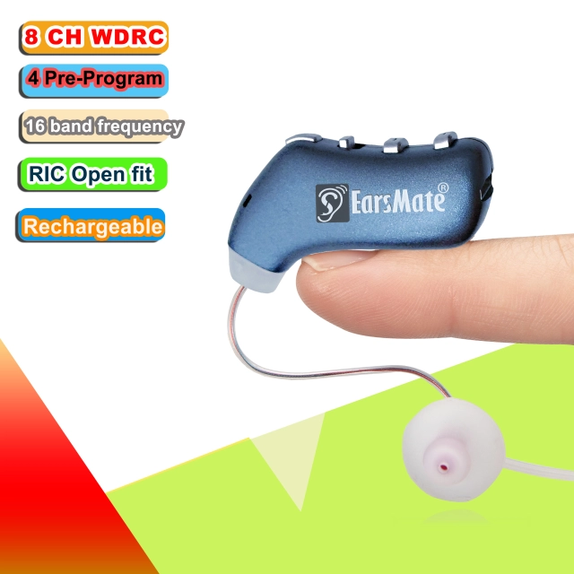 Wholesale Best Earsmate Digital RIC Tinnitus Hearing Aid (RIC) Discreet Advanced Rechargeable Behind-The-Ear (BTE) Mini Discreet Hearing Ear Aid for Seniors and Adults With Crystal Clear Sound, Noise Cancellation, 4 Adaptive Programs Mode