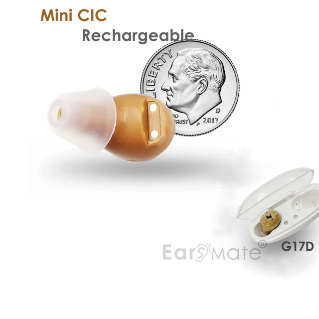Wholesale New In The Ear Rechargeable CIC Hearing Aids (FULL PAIR) with Portable Charge Case at Factory Price