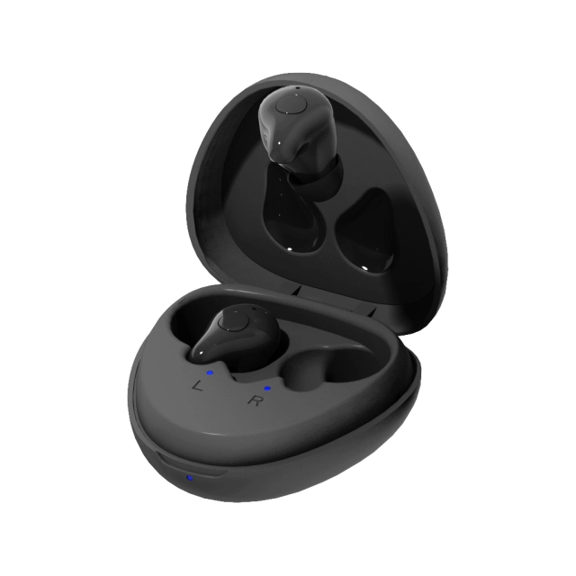 Free Shipping Packed 2 Wireless 16 Channel Mini Rechargeable Digital Bluetooth Programmable Hearing Aid Iphone Android APP control For Seniors and Adults Hearing Loss Assist Noise cancelling and TV Music with Portable Charge Case