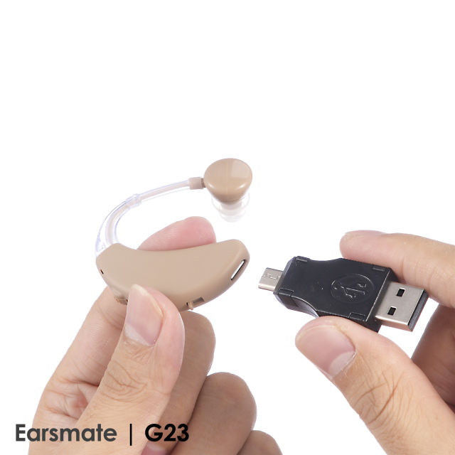[Free Shipping] Packed 2 Rechargeable Behind the Ear Digital Hearing Amplifier For Seniors Hearing Loss Cheap BTE Hearing Aid