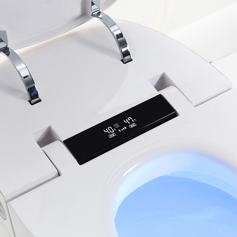 Make in China Ceramic one Piece Bathroom Smart Toilet Open Seat by Foot Sensor Voice Control