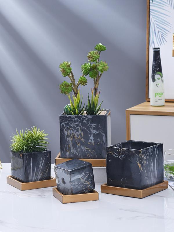 Nordic Home Marble Art Vases Modern Simple Cement Flower pots & planters
