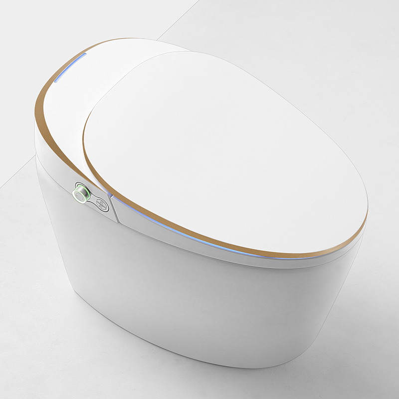 Make in China Ceramic one Piece Bathroom Smart Toilet Open Seat by Foot Sensor Voice Control