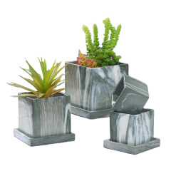 Artificial Marble Light Luxury Simple Flower Pot With Base Decorations For Home Flower Pots Planters