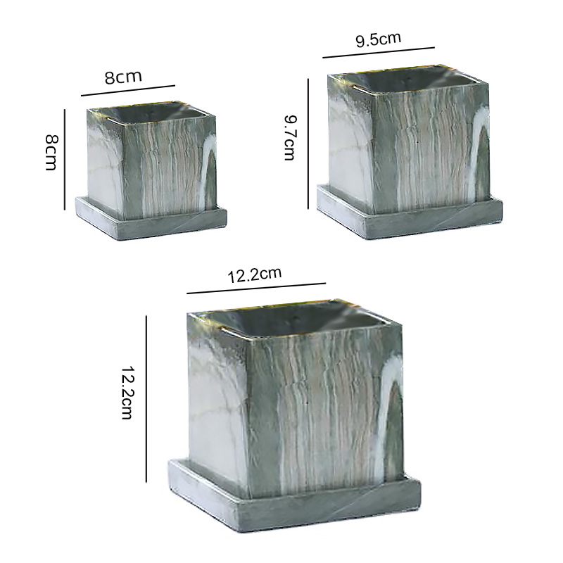Artificial Marble Light Luxury Simple Flower Pot With Base Decorations For Home Flower Pots Planters