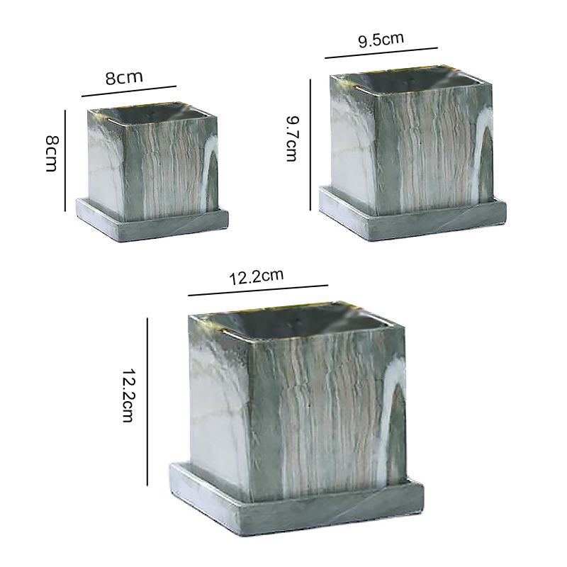 Artificial Marble Light Luxury Simple Flower Pot With Base Decorations For Home Flower Pots Planters