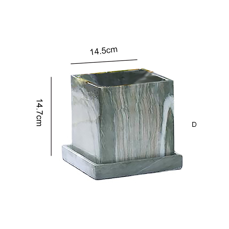 Artificial Marble Light Luxury Simple Flower Pot With Base Decorations For Home Flower Pots Planters