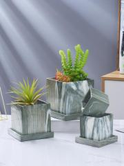 Artificial Marble Light Luxury Simple Flower Pot With Base Decorations For Home Flower Pots Planters