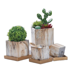 Nordic Style Square Marble Flower Pots European Home Decor Green Succulents Plant Pots
