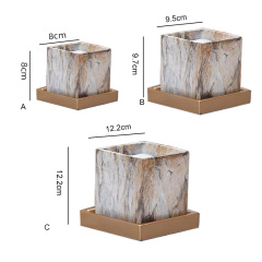 Nordic Style Square Marble Flower Pots European Home Decor Green Succulents Plant Pots
