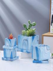 Artificial Flower For Home Decor Cement Flower Pot Desktop Green Plant Vase Home Wedding Decoration