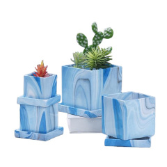 Artificial Flower For Home Decor Cement Flower Pot Desktop Green Plant Vase Home Wedding Decoration