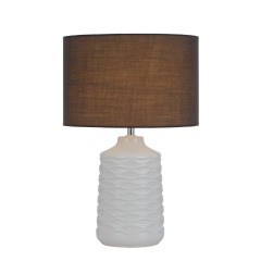 Home decor Led White ceramic table lamp fabric shade Cylinder modern bedside table lamp