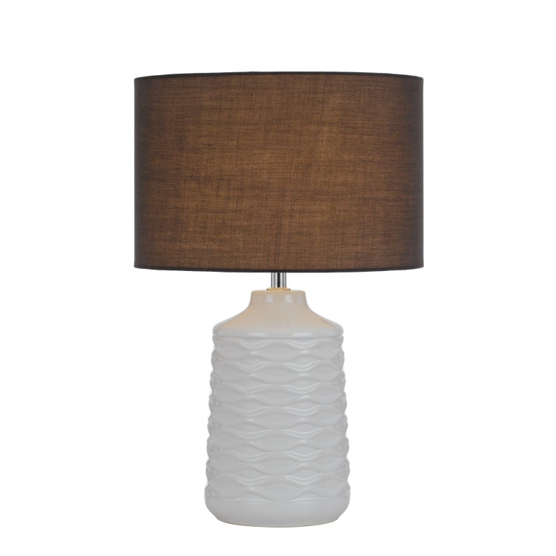 Home decor Led White ceramic table lamp fabric shade Cylinder modern bedside table lamp