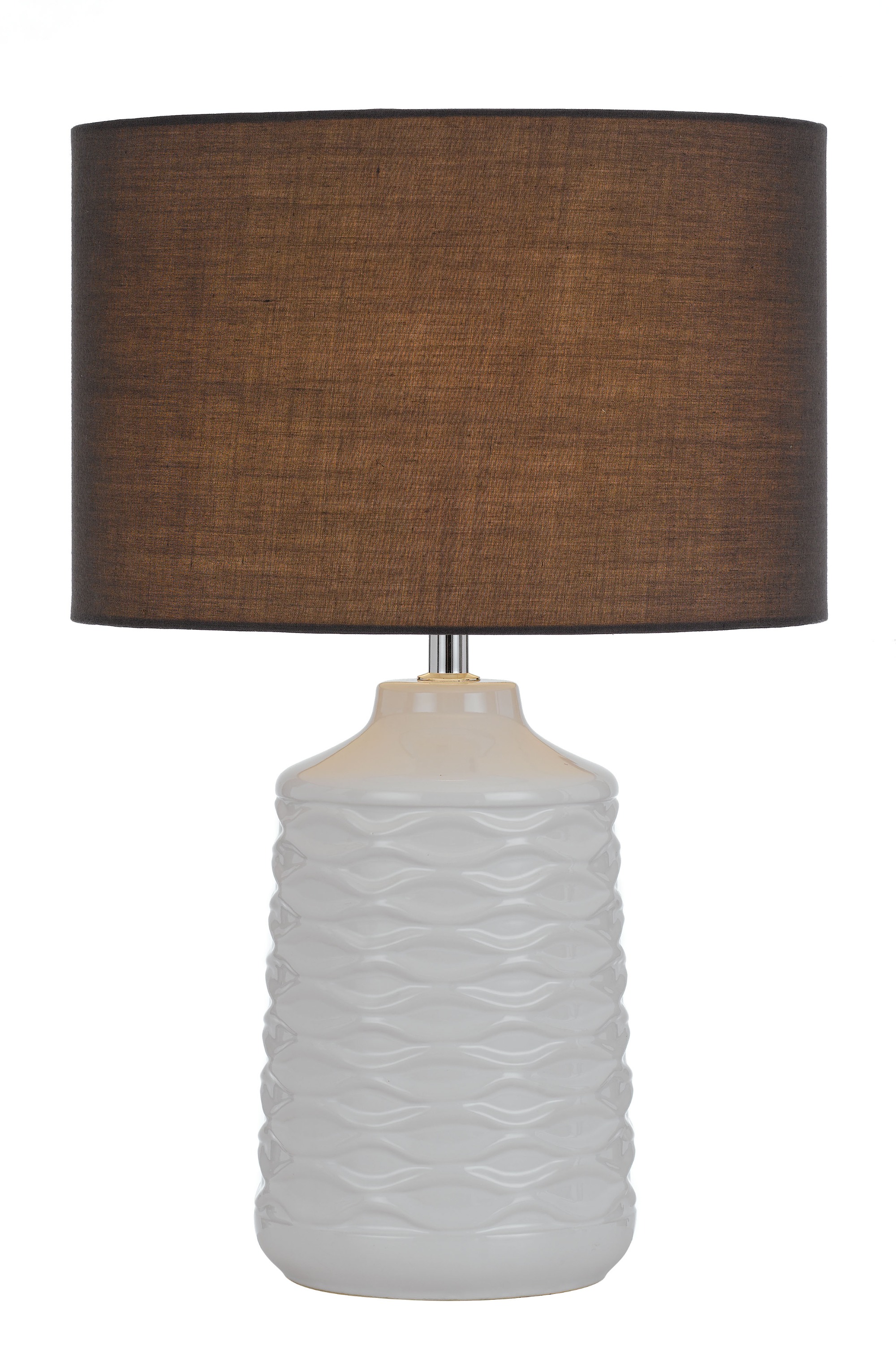 Home decor Led White ceramic table lamp fabric shade Cylinder modern bedside table lamp