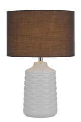 Home decor Led White ceramic table lamp fabric shade Cylinder modern bedside table lamp
