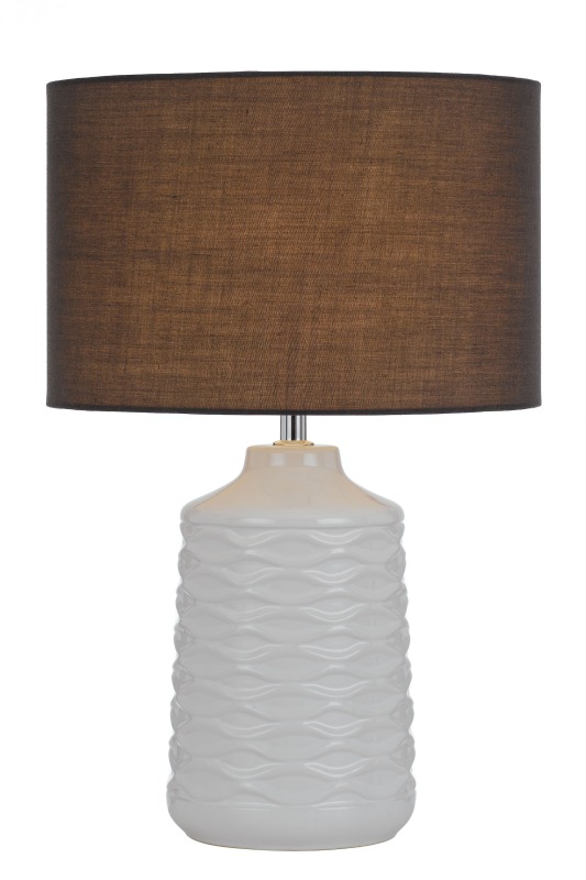 Home decor Led White ceramic table lamp fabric shade Cylinder modern bedside table lamp