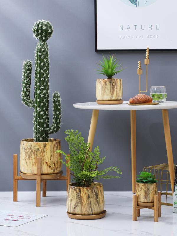 Handmade Nordic style cement marble round flower pot simple home decor ins style home accessories