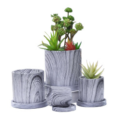 Hot Selling Nordic Cylindrical Cement Flower Vase With Marble Pattern And Meaty Tray Vases Decor