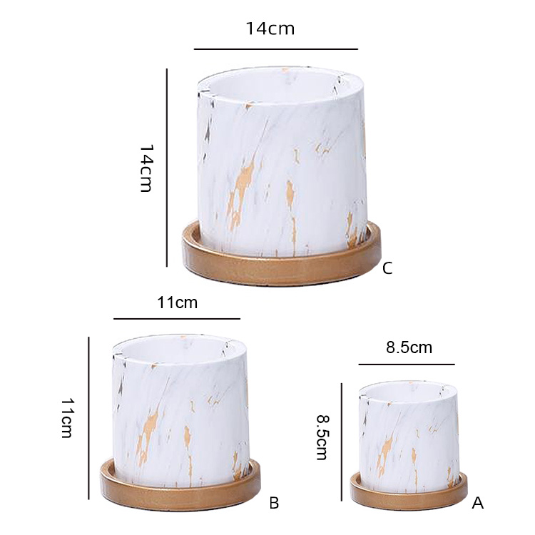 Cement Simple Desktop Balcony Green Plants Succulents With Tray Breathable Flower Pots Vase Decorative Flower Pots & Planters