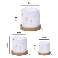 Cement Simple Desktop Balcony Green Plants Succulents With Tray Breathable Flower Pots Vase Decorative Flower Pots & Planters