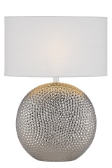 Base with White Fabric Shade Modern Style Table Light Hotel Table Lamp Sliver Plated Hammered Ceramic Modern Simple,modern 50000