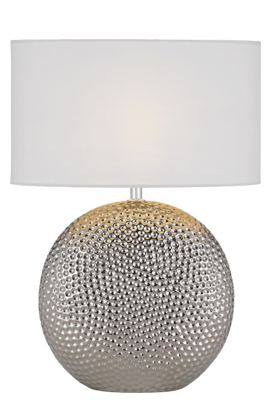 Base with White Fabric Shade Modern Style Table Light Hotel Table Lamp Sliver Plated Hammered Ceramic Modern Simple,modern 50000