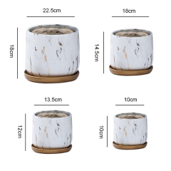 Balcony desktop indoor home decoration cement bonsai succulent cactus marble flower pot with tray flower pots & planters