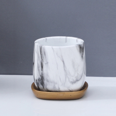 Marble Texture Hot Sale Succulent Flower Pot Green Plant Simple Cement Flower Pot Home Decor Flower Vase