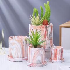 Home Decors Nordic Style Cement Flower Pots Wholesale Marbling Succulent Flowerpot