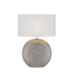 Base with White Fabric Shade Modern Style Table Light Hotel Table Lamp Sliver Plated Hammered Ceramic Modern Simple,modern 50000