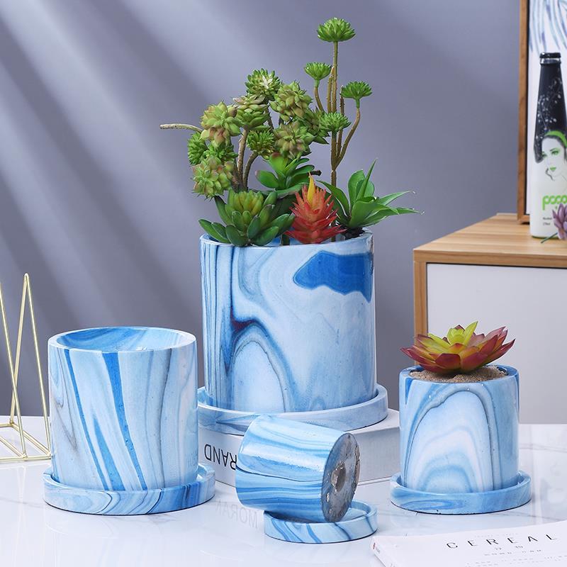 Succulent planting Nordic modern minimalist home decor wedding decoration marble cement ceramic vase plant pots